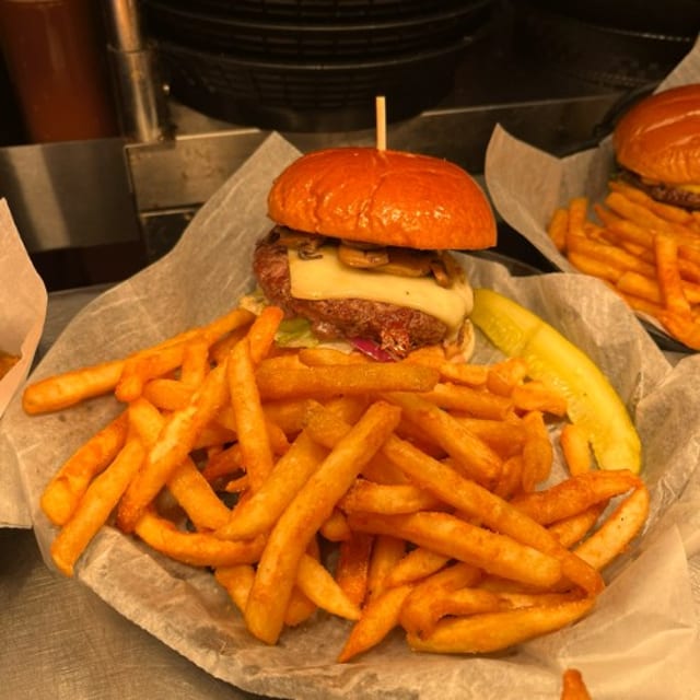 Mushroom Swiss Burger.